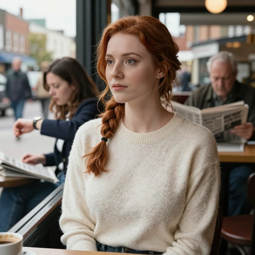 Watching the hurried woman and the calm older man from the window