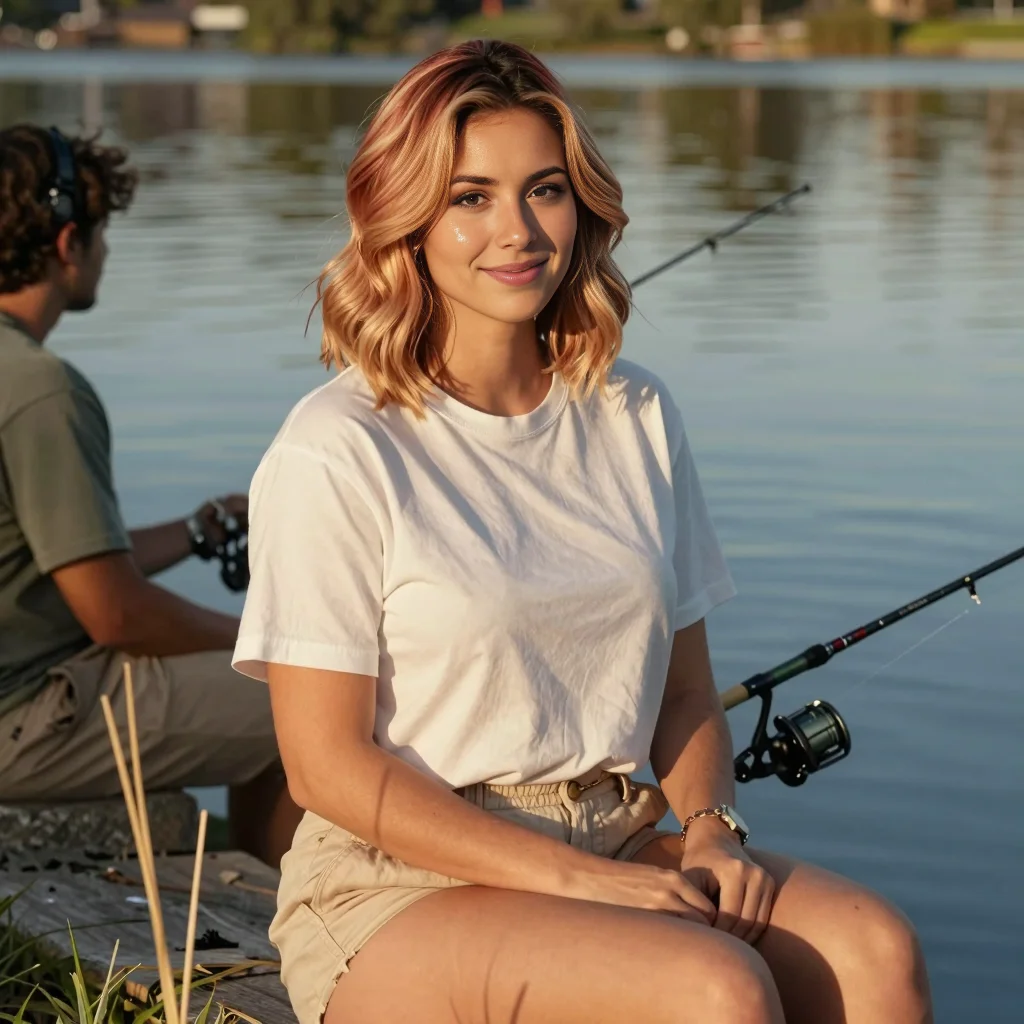 Waiting quietly for a bite by the water