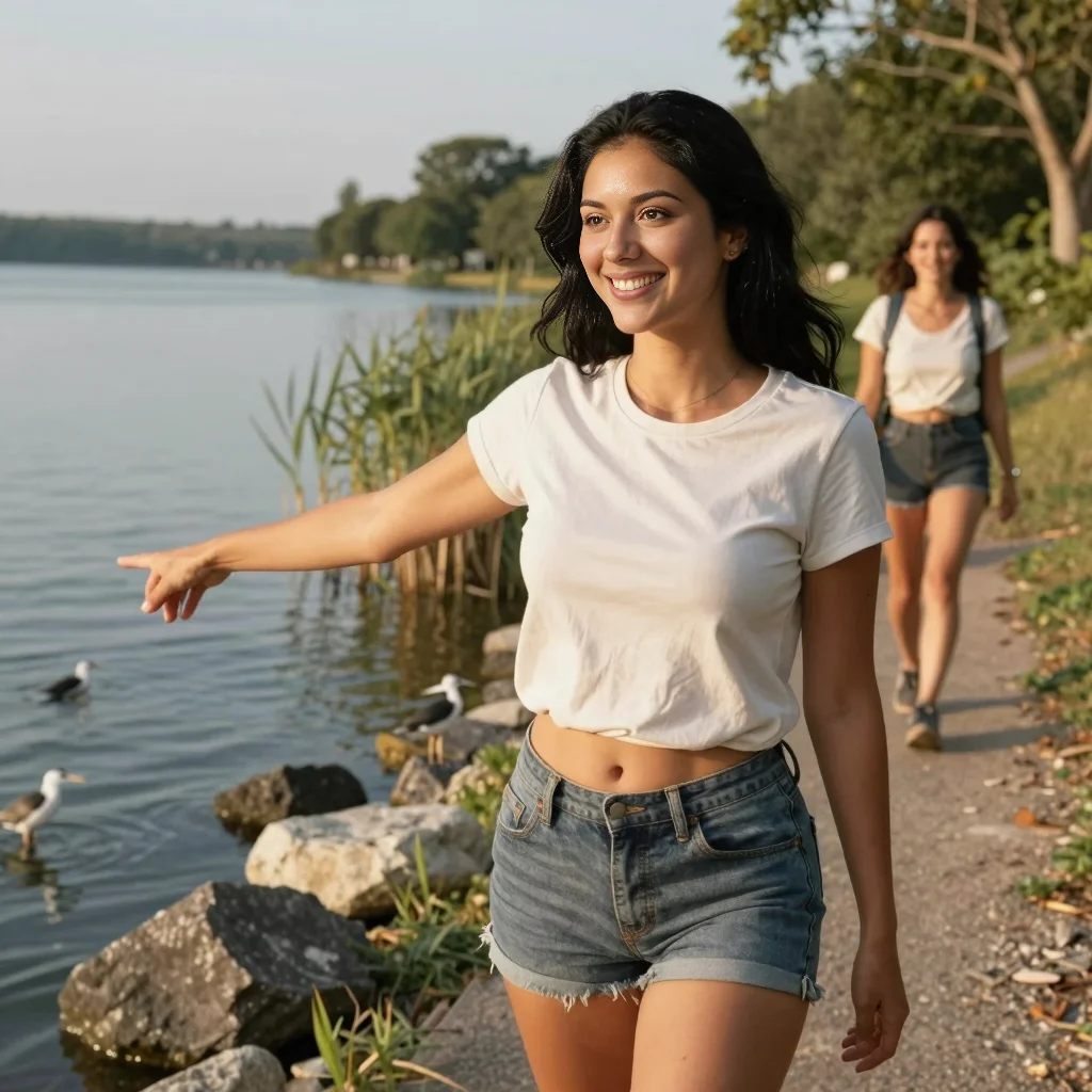 Natalie and Elena spot shorebirds by the lake