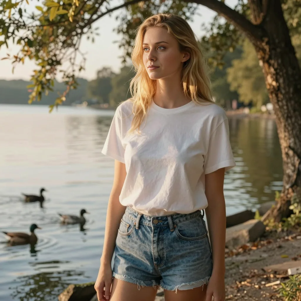 Morning light and birds by the lake